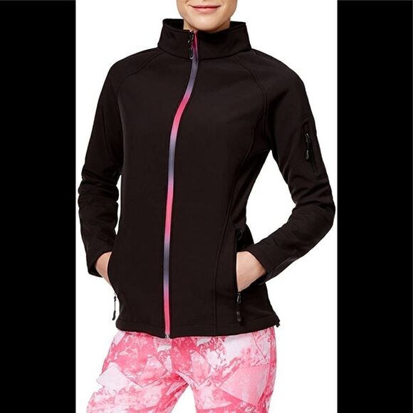 Ideology Black Fleece Lined Nylon Waterproof Jacket w/ Colorful Zipper (Size: M) - Picture 1 of 13
